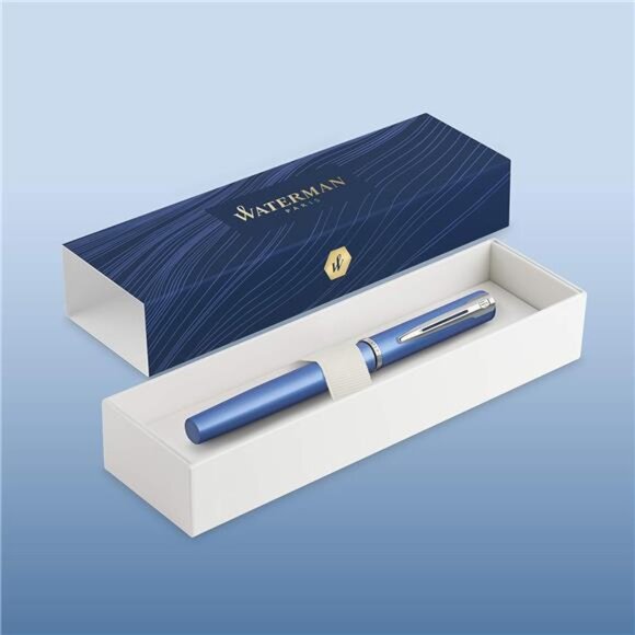 Waterman Allure Fountain Pen Blue Lacquer Fine Nib Blue Ink Gift Box - Picture 10 of 16
